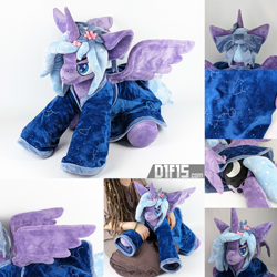 Size: 2160x2160 | Tagged: safe, artist:chillynachos, princess luna, alicorn, pony, g4, commission, commission open, high res, horn, irl, multiple views, photo, plushie, pony plushie, wings