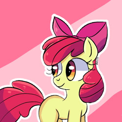 Size: 640x640 | Tagged: safe, artist:whitethealicorn, apple bloom, earth pony, pony, g4, female, filly, foal, redraw, simple background, solo