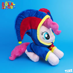 Size: 894x894 | Tagged: safe, artist:lavim, pinkie pie, earth pony, pony, g4, clothes, female, hat, hoodie, jester, jester hat, jester outfit, jester pie, mare, plushie, pomni, solo, the amazing digital circus