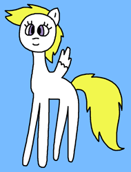 Size: 848x1118 | Tagged: safe, artist:the-rainbow-nigga420, surprise, pegasus, pony, g1, g4, 1000 hours in ms paint, adoraprise, blue background, cute, female, g1 to g4, generation leap, mare, ms paint, paint.net, simple background, smiling, solo