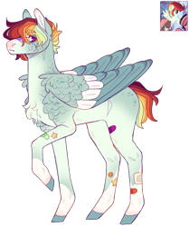 Size: 2035x2430 | Tagged: safe, artist:sleepy-nova, oc, oc only, oc:mint rainbow, pegasus, pony, colored wings, high res, male, multicolored wings, simple background, solo, stallion, transparent background, wings