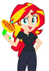 Size: 4435x6387 | Tagged: safe, artist:paco777yuyu, color edit, edit, sunset shimmer, human, equestria girls, g4, female, hypno-beam, simple background, skin color edit, solo, the adventures of jimmy neutron: boy genius, transparent background