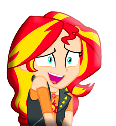 Size: 991x1080 | Tagged: safe, artist:paco777yuyu, sunset shimmer, human, equestria girls, g4, female, geode of empathy, magical geodes, nervous, nervous smile, simple background, smiling, solo, transparent background