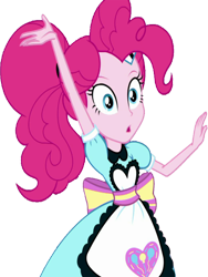 Size: 1899x2520 | Tagged: safe, edit, edited screencap, editor:homersimpson1983, screencap, pinkie pie, human, coinky-dink world, equestria girls, g4, my little pony equestria girls: summertime shorts, apron, background removed, clothes, not a vector, server pinkie pie, simple background, solo, transparent background, waitress