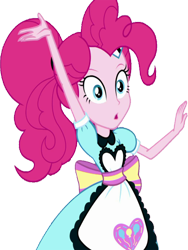 Size: 1899x2520 | Tagged: safe, edit, edited screencap, editor:mrtoonlover83, screencap, pinkie pie, human, coinky-dink world, equestria girls, g4, my little pony equestria girls: summertime shorts, apron, background removed, clothes, not a vector, server pinkie pie, simple background, solo, transparent background, waitress