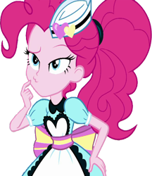 Size: 2182x2520 | Tagged: safe, edit, edited screencap, editor:homersimpson1983, screencap, pinkie pie, human, equestria girls, g4, apron, background removed, clothes, female, high res, not a vector, server pinkie pie, simple background, solo, transparent background, waitress
