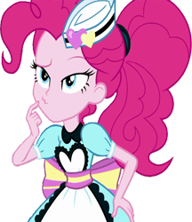 Size: 2182x2520 | Tagged: safe, edit, edited screencap, editor:mrtoonlover83, screencap, pinkie pie, human, equestria girls, g4, apron, background removed, clothes, female, high res, not a vector, server pinkie pie, simple background, solo, transparent background, waitress