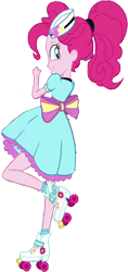 Size: 1191x2520 | Tagged: safe, edit, edited screencap, editor:homersimpson1983, screencap, pinkie pie, human, equestria girls, g4, apron, background removed, clothes, not a vector, roller skates, server pinkie pie, simple background, skates, solo, transparent background, waitress