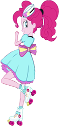 Size: 1191x2520 | Tagged: safe, edit, edited screencap, editor:mrtoonlover83, screencap, pinkie pie, human, equestria girls, g4, apron, background removed, clothes, not a vector, roller skates, server pinkie pie, simple background, skates, solo, transparent background, waitress