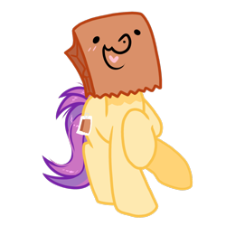 Size: 1100x1100 | Tagged: safe, artist:paperbagpony, oc, oc only, oc:paper bag, earth pony, pony, 2024 community collab, derpibooru community collaboration, bag, blushing, fake cutie mark, paper bag, simple background, solo, transparent background