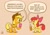 Size: 1080x753 | Tagged: safe, artist:heyheygoose, apple bloom, applejack, earth pony, pony, g4, apple sisters, argument, beige background, bottle, can, dialogue, drink, female, filly, foal, mare, siblings, simple background, sisters, soda, soda bottle, soda can, speech bubble, teeth, text