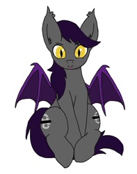 Size: 945x1202 | Tagged: safe, artist:lostbrony, oc, oc only, oc:specter, bat pony, 2024 community collab, derpibooru community collaboration, :p, bat wings, ear tufts, fangs, male, simple background, sitting, stallion, tongue out, transparent background, wings