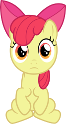 Size: 3000x5644 | Tagged: safe, artist:cloudy glow, apple bloom, earth pony, pony, g4, .ai available, female, filly, foal, looking at you, simple background, sitting, solo, transparent background, vector