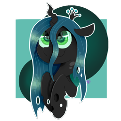 Size: 1000x1000 | Tagged: safe, artist:kathepart, queen chrysalis, changeling, changeling queen, g4, crown, cute, female, green eyes, green mane, jewelry, regalia, simple background, solo, transparent background