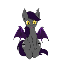 Size: 2100x2100 | Tagged: safe, artist:lostbrony, oc, oc only, oc:specter, bat pony, pony, 2024 community collab, derpibooru community collaboration, :p, bat wings, both cutie marks, ear tufts, fangs, high res, male, simple background, sitting, solo, stallion, tongue out, transparent background, wings