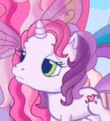 Size: 265x291 | Tagged: safe, screencap, starsong, pegasus, pony, unicorn, g3, g3.5, twinkle wish adventure, cropped, female, filly, foal, mare, solo, unamused