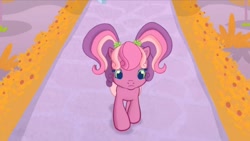 Size: 1267x716 | Tagged: safe, screencap, cheerilee (g3), earth pony, pony, g3, g3.5, twinkle wish adventure, cute, female, front view, green eyes, mare, pigtails, solo, walking
