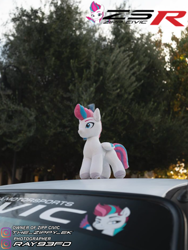 Size: 768x1024 | Tagged: safe, zipp storm, pegasus, pony, g5, car, honda, honda civic, instagram, irl, photo, photography, plushie, zipp civic