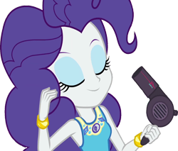 Size: 2963x2520 | Tagged: safe, edit, edited screencap, editor:homersimpson1983, screencap, rarity, human, do it for the ponygram!, equestria girls, g4, my little pony equestria girls: better together, 2d, armpits, background removed, bracelet, breasts, bust, clothes, cute, dress, eyes closed, eyeshadow, female, geode of shielding, gold, hair dryer, high res, jewelry, magical geodes, makeup, not a vector, pinkie pie hair, raribetes, rarity peplum dress, simple background, sleeveless, sleeveless dress, smiling, solo, teenager, transparent background, wrist cuffs