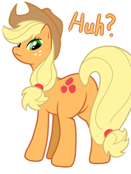 Size: 1536x2048 | Tagged: safe, artist:tstone, applejack, earth pony, pony, g4, applebutt, applejack's hat, butt, cowboy hat, hat, huh, looking at you, looking back, looking back at you, plot, simple background, solo, white background