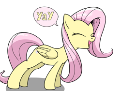 Size: 2048x1536 | Tagged: safe, artist:tstone, fluttershy, pegasus, pony, g4, cute, daaaaaaaaaaaw, eyes closed, flutteryay, open mouth, open smile, shyabetes, simple background, smiling, solo, white background, yay