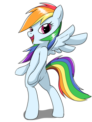 Size: 1536x2048 | Tagged: safe, artist:tstone, rainbow dash, pegasus, pony, semi-anthro, g4, arm hooves, bipedal, butt, plot, simple background, solo, standing, white background