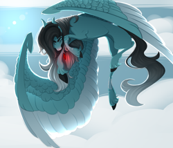 Size: 3500x3000 | Tagged: safe, artist:blackberry907, oc, oc only, pegasus, pony, coat markings, commission, concave belly, female, flying, high res, jewelry, large wings, mare, necklace, ribcage, slender, solo, thin, unshorn fetlocks, wings, ych result