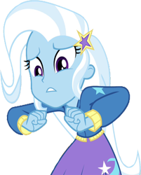 Size: 2029x2520 | Tagged: safe, edit, edited screencap, editor:homersimpson1983, screencap, trixie, human, equestria girls, g4, my little pony equestria girls: rainbow rocks, arms, background removed, clothes, female, frustrated, hair, hairpin, high res, hoodie, leaning forward, not a vector, simple background, skirt, solo, teenager, teeth, transparent background, worried