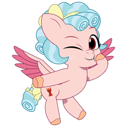 Size: 1200x1200 | Tagged: safe, artist:prixy05, cozy glow, pegasus, pony, g4, g5, my little pony: tell your tale, bow, female, filly, foal, g4 to g5, generation leap, mare, one eye closed, simple background, solo, spread wings, tail, tail bow, tell your tale accurate, transparent background, vector, wings, wink