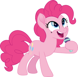 Size: 3026x3000 | Tagged: safe, artist:cloudy glow, pinkie pie, earth pony, pony, g4, my little pony: rainbow roadtrip, .ai available, female, high res, microphone, simple background, solo, transparent background, vector