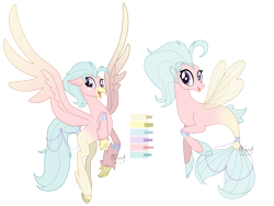 Size: 4000x3000 | Tagged: safe, artist:mitexcel, oc, oc only, oc:pastel glow, hippogriff, seapony (g4), g4, base used, beak, blue mane, blue tail, colored wings, dorsal fin, fin, fins, fish tail, flowing mane, flowing tail, gradient wings, happy, hippogriff oc, hooves, open beak, open mouth, palette, pastel, seapony oc, simple background, solo, tail, transparent background, wings