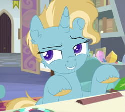 Size: 979x878 | Tagged: safe, artist:fuckomcfuck, edit, edited screencap, screencap, oc, oc only, oc:lucky dip, pony, unicorn, g4, offspring, parent:oc:doodles, parent:trixie, parents:canon x oc, solo