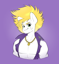 Size: 3060x3285 | Tagged: safe, artist:tomi_ouo, oc, oc:alabastor amril, earth pony, anthro, agent alabastor amril, bust, high res, jewelry, male, muscles, muscular male, necklace, solo