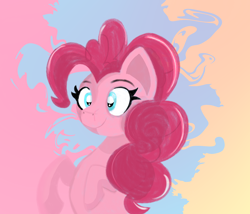 Size: 3500x3000 | Tagged: safe, artist:psychotix, pinkie pie, earth pony, pony, g4, abstract background, colored, colorful, digital art, female, happy, high res, mare, poofy mane, smiling, solo, vignette