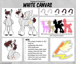 Size: 2300x1957 | Tagged: safe, artist:inuhoshi-to-darkpen, oc, oc only, oc:white canvas, pegasus, pony, pegasus oc, reference sheet, solo