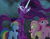 Size: 750x579 | Tagged: safe, artist:nightglowfan, fluttershy, pinkie pie, rainbow dash, sci-twi, twilight sparkle, alicorn, earth pony, pegasus, pony, equestria girls, g4, corrupted, corrupted twilight sparkle, ears back, equestria girls ponified, evil, floppy ears, midnight sparkle, pinkamena diane pie, ponified, twilight is anakin, twilight sparkle (alicorn)