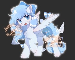 Size: 1280x1024 | Tagged: safe, artist:hedgehog29271, oc, oc only, pegasus, pony, bow, braid, chest fluff, female, gray background, hair bow, mare, raised hoof, simple background, solo