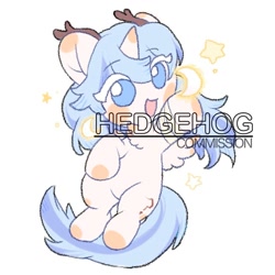 Size: 1000x1000 | Tagged: safe, artist:hedgehog29271, oc, oc only, alicorn, original species, pony, alicorn oc, antlers, chest fluff, commission, female, horn, mare, simple background, watermark, white background, wings