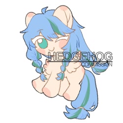 Size: 1000x1000 | Tagged: safe, artist:hedgehog29271, oc, oc only, pegasus, pony, braid, chest fluff, female, mare, one eye closed, simple background, smiling, solo, watermark, white background, wink