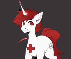 Size: 3000x2500 | Tagged: oc name needed, safe, artist:buvanybu, oc, oc only, pony, unicorn, animated, closed mouth, cute, dancing, gif, gray background, high res, horn, magic, magic aura, male, ocbetes, red eyes, simple background, smiling, solo, stallion, unicorn oc