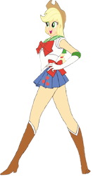 Size: 1024x1938 | Tagged: safe, artist:homersimpson1983, applejack, equestria girls, g4, 1000 hours in ms paint, background removed, boots, bowtie, clothes, cosplay, costume, cowboy hat, gloves, hat, high heel boots, sailor moon (series), sailor senshi, sailor uniform, shirt, shoes, simple background, skirt, solo, transparent background, uniform