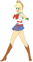 Size: 1024x1938 | Tagged: safe, artist:mrtoonlover83, applejack, equestria girls, g4, 1000 hours in ms paint, background removed, boots, bowtie, clothes, cosplay, costume, cowboy hat, gloves, hat, high heel boots, sailor moon (series), sailor senshi, sailor uniform, shirt, shoes, simple background, skirt, solo, transparent background, uniform