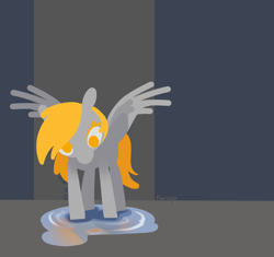 Size: 2513x2359 | Tagged: safe, artist:noriap, derpy hooves, pegasus, pony, g4, female, high res, lineless, puddle, reflection, solo, water