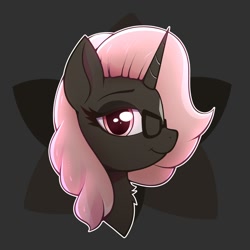 Size: 2000x2000 | Tagged: safe, artist:harukiicat, oc, oc only, pony, unicorn, bust, glasses, high res, looking at you, portrait, profile, simple background, solo