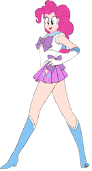 Size: 1024x1897 | Tagged: safe, artist:homersimpson1983, pinkie pie, equestria girls, g4, 1000 hours in ms paint, background removed, boots, clothes, gloves, high heel boots, sailor moon (series), sailor senshi, sailor uniform, shirt, shoes, simple background, skirt, solo, transparent background, uniform