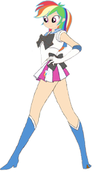 Size: 1024x1860 | Tagged: safe, artist:homersimpson1983, rainbow dash, equestria girls, g4, 1000 hours in ms paint, background removed, boots, clothes, cosplay, costume, gloves, high heel boots, sailor moon (series), sailor senshi, sailor uniform, shirt, shoes, simple background, skirt, solo, transparent background, uniform