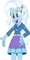 Size: 1273x2520 | Tagged: safe, edit, edited screencap, editor:homersimpson1983, screencap, trixie, human, equestria girls, equestria girls specials, g4, my little pony equestria girls: better together, my little pony equestria girls: forgotten friendship, arm, background removed, breasts, bust, clothes, female, fingers, hair, hairpin, hand, hand on hip, happy, hoodie, looking down, not a vector, open mouth, open smile, simple background, skirt, smiling, solo, sweater, teenager, top, transparent background, zipper