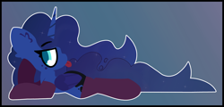 Size: 5400x2600 | Tagged: safe, artist:moonydusk, princess luna, alicorn, pony, g4, clothes, gradient background, looking at you, lying down, raspberry, socks, sultry pose, tongue out