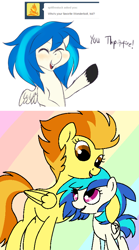 Size: 500x898 | Tagged: safe, artist:spitstuck, artist:vinylanswers, dj pon-3, spitfire, vinyl scratch, pegasus, pony, g4, duo, female, filly, foal, pegasus vinyl, pegasus vinyl scratch, race swap, spitfirestuck