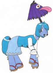 Size: 757x1047 | Tagged: safe, artist:cqmorrell, pony, clothes, description is relevant, female, mare, misleading thumbnail, mouth hold, ponified, skirt, tatara kogasa, touhou, umbrella
